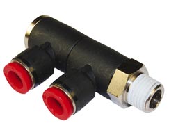 Pneufit C geçmeli bağlantı parçası, 2x döner adaptör, dirsek, R3/8, 4mm