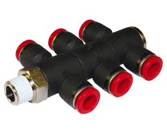 Pneufit C geçmeli bağlantı parçası, 3x üniversal adaptör, tişört, R1/4, 10mm