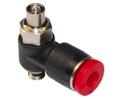 Pneufit C akış regülatörü (dışarı), örtülü banjo, dirsek, G1/2, 10mm