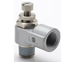 Pneufit 10 akış regülatörü (çıkış), dirsek, R1/4, Rc1/4
