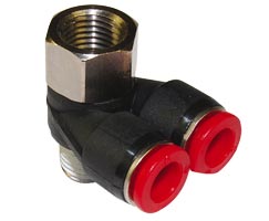 Pneufit C geçmeli bağlantı parçası, üst port branşman adaptörü, dirsek, R1/8, R1/8, 6mm