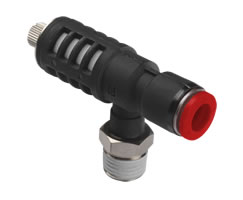 Pneufit C hızlı egzoz valfi, akış kontrollü, dirsekli, G1/2, 12mm