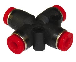 Pneufit C geçmeli bağlantı elemanı, rakor, çapraz, 4 mm