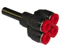 Pneufit C geçmeli bağlantı parçası, gövde redüksiyonlu, dörtlü, 6 mm, 8 mm