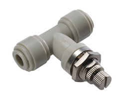 Pneufit D asetal akış regülatörü, bölmeli, düz, 1/4"