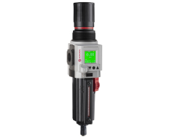 Excelon Plus filtre/regülatör, G3/8, 40μm, 0,3-10 bar, otomatik tahliye, entegre elektronik basınç sensörü