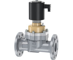 Doğrudan solenoidle çalıştırılan pistonlu valf, cebri kaldırmalı, 15 mm flanşlı, 2/2, NC, solenoid pilot / solenoid pilot