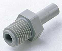 Pneufit D asetal geçmeli bağlantı parçası, gövde adaptörü, düz, 1/4 NPT, 3/8"