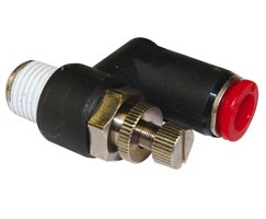 Pneufit C akış regülatörü (dışarı), döner banjo, dirsek, R1/8, 8mm