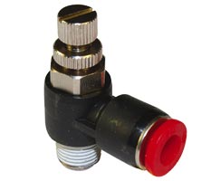 Pneufit C akış regülatörü (dışarı), banjo, dirsek, R1/4, 6mm