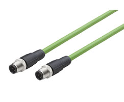 Endüstriyel ethernet kablosu, x2 4 pin M12 fiş, 0,5m kablo