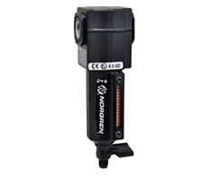 Excelon genel amaçlı filtre, G3/8, 5 µm, manuel tahliye, sıvı seviye göstergeli