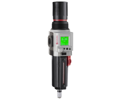 Excelon Plus filtre/regülatör, 1/2 PTF, 5 µm, 0,3-4 bar, otomatik tahliye, entegre elektronik basınç sensörü