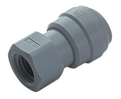 Pneufit D asetal geçmeli bağlantı parçası, dişi adaptör, düz, 1/8 NPT, 1/4"