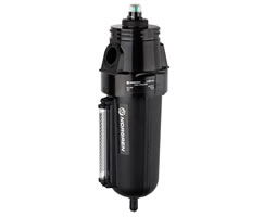 Olympian Plus genel amaçlı filtre, boyunduruksuz, 5 µm, otomatik tahliye, sıvı seviye göstergeli