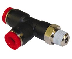 Pneufit C geçmeli bağlantı parçası, yandan döner adaptör, T parça, R1/4, 4mm
